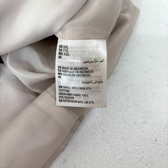 INC Womens Cotton Linen Vest XXL Biege Neutral V-Neck Button Waistcoat Retro NWT - Picture 6 of 9